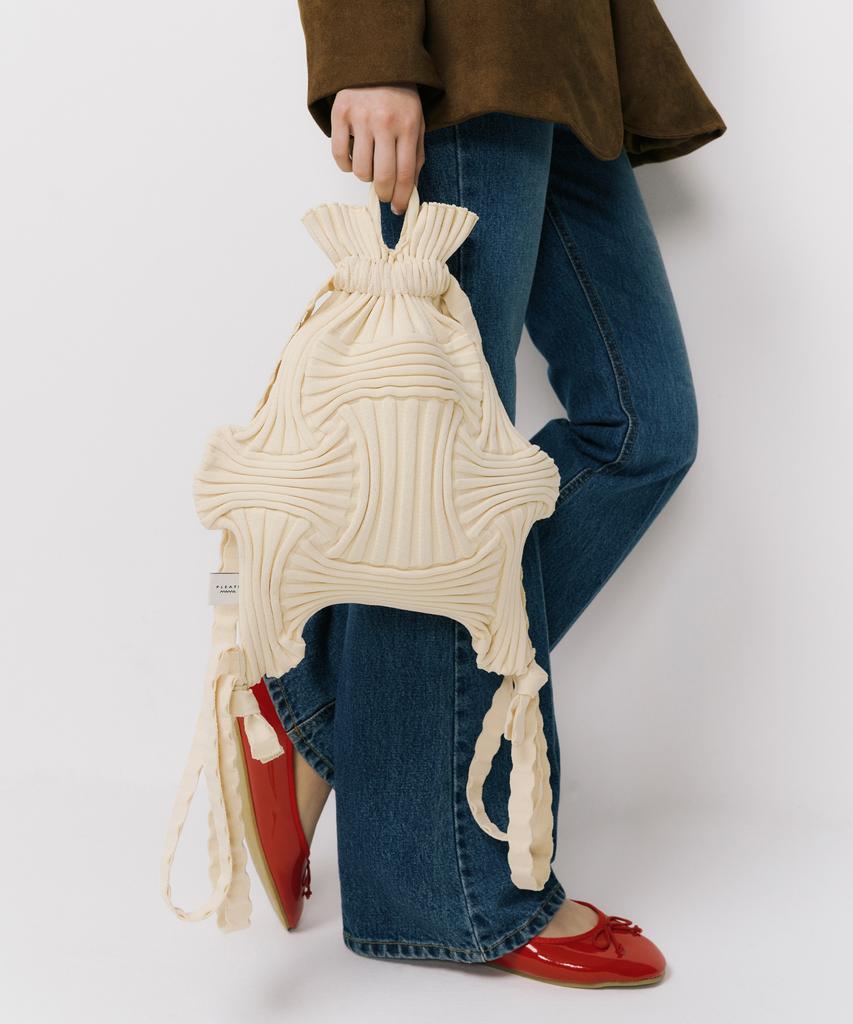 Pleatsmama New Bow Backpack Ivory