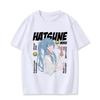 MINISO Womens Hatsune Miku Cartoon Print Tshirt Summer Casual Comfortable Top For Daily Wear And Anime Fashion Street Style