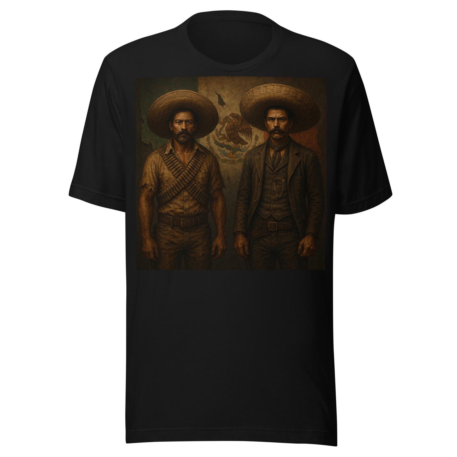 General Zapata General Villa Vintage Flag Unisex t-shirt 2XL