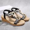 New Fashion Hundred Hits Height Increase Women's Retro Ethnic Style Sequins Sandals - Slope Heel Beach Shoes