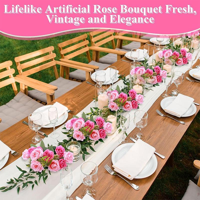 20cm Künstlicher Rosenstrauß 21 Köpfe Brautstrauß Künstliche Seidenrosen Blume für Hochzeit Braut Weihnachten Heim Büro Garten Deko