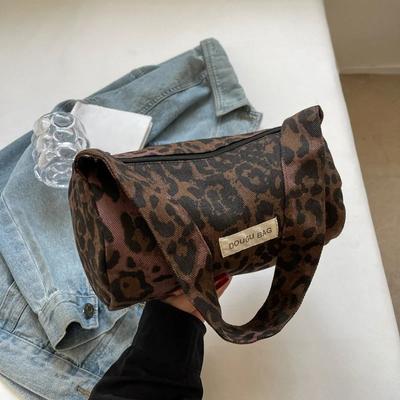 Damentasche Leopardenmuster Canvas Mode Damen Schultertasche Multifunktionale Freizeit Pendler Handtasche