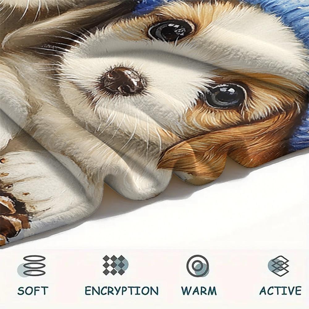 Puppy Print Flannel Blanket, High quality Comfortable for All Seasons, Home Decor, Warmth and Comfort, Perfect for Christmas Gifts