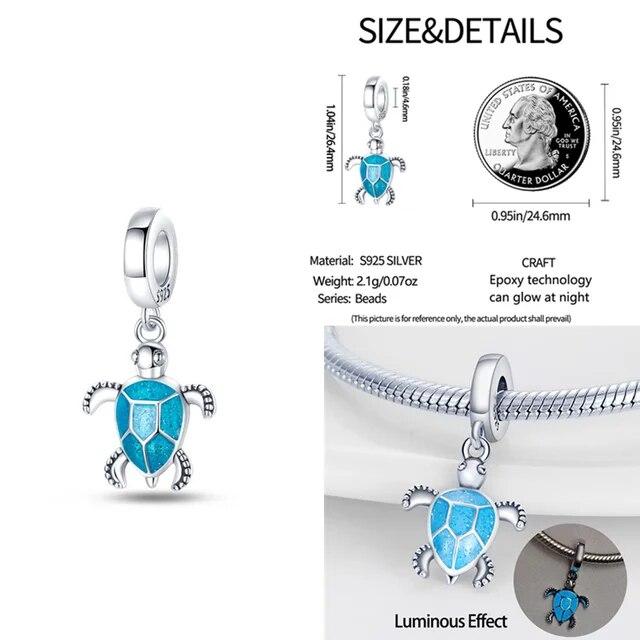 Charms Fit Original Bracelet Real S925 Sterling Silver Beads Luminou Pendants Firefly Ocean Series Dangle Fine Jewelry