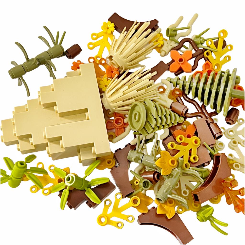 100PCS Autumn Plants MOC Building Blocks DIY Toys Mountain Pine Trees Grass Fallen Leaves Compatible Blocks Bricks