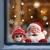 Santa Claus Glass Sticker 20x30cm Cartoon Cat Christmas Window Stickers Removable Static Cling