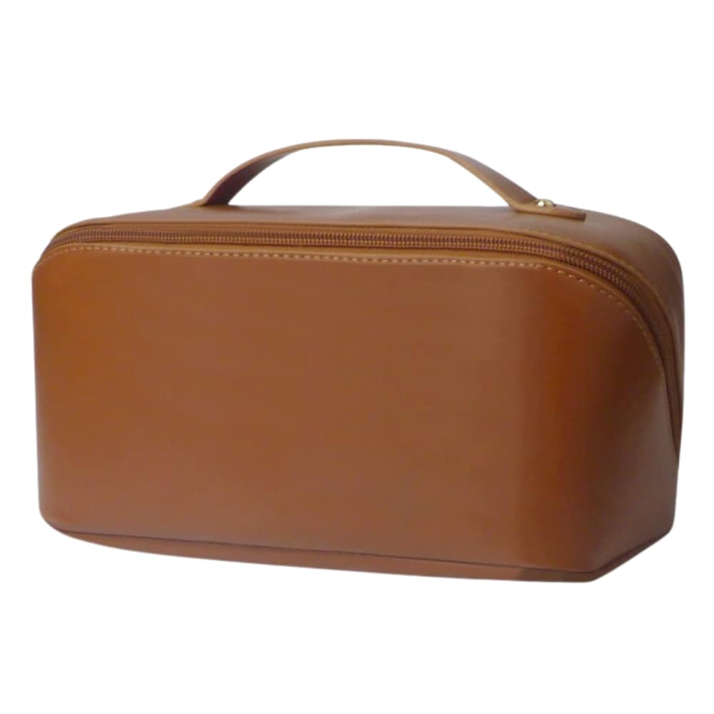 ideastore Makeup Storage Cosmetic Large Multiple Pockets Bag, Pouch, Lightweight, Capacity, (Brown)