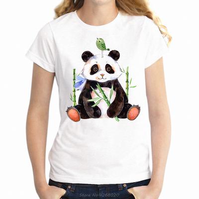 Mode frauen kurzarm T-Shirt Panda Essen Bambus Genial Tier Mädchen s t-shirt Harajuku