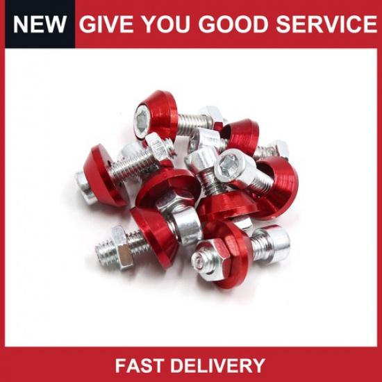 Universal M6x1.0 Motorcycle License Plate Frame Screw Bolt Cap Red Pack of 8