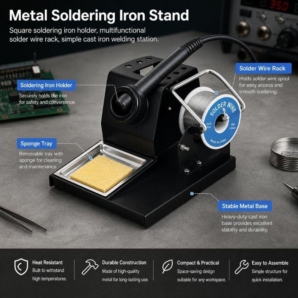 Metal Soldering Iron Holder Stable Base Solder Iron Holder  Electronics Work