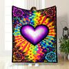 Colorful Heart with Roses and Patterns Patterned Flannel Blanket Perfect for the Bedroom Living Room, Sofa, or a Little Nap