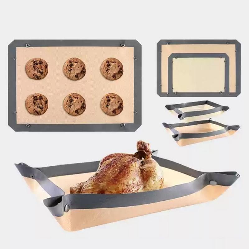 Leak Free Non-Stick Silicone Baking Mat Silicone Oven Liners With Button Reusable Food Safe Liners For Air Fryer Ovens Placemats