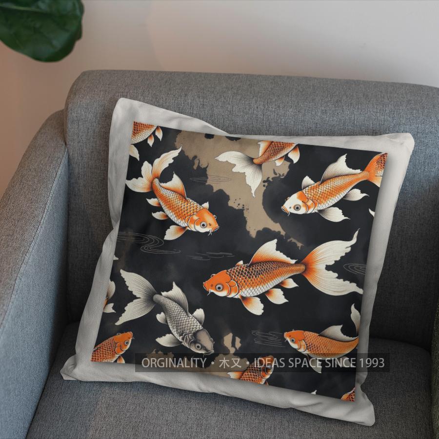 2D Colorful Fish Pattern Decorative Pillow Cover Pattern Cushion Cover Suitable For Sofa Bedroom Car Pillow Cover