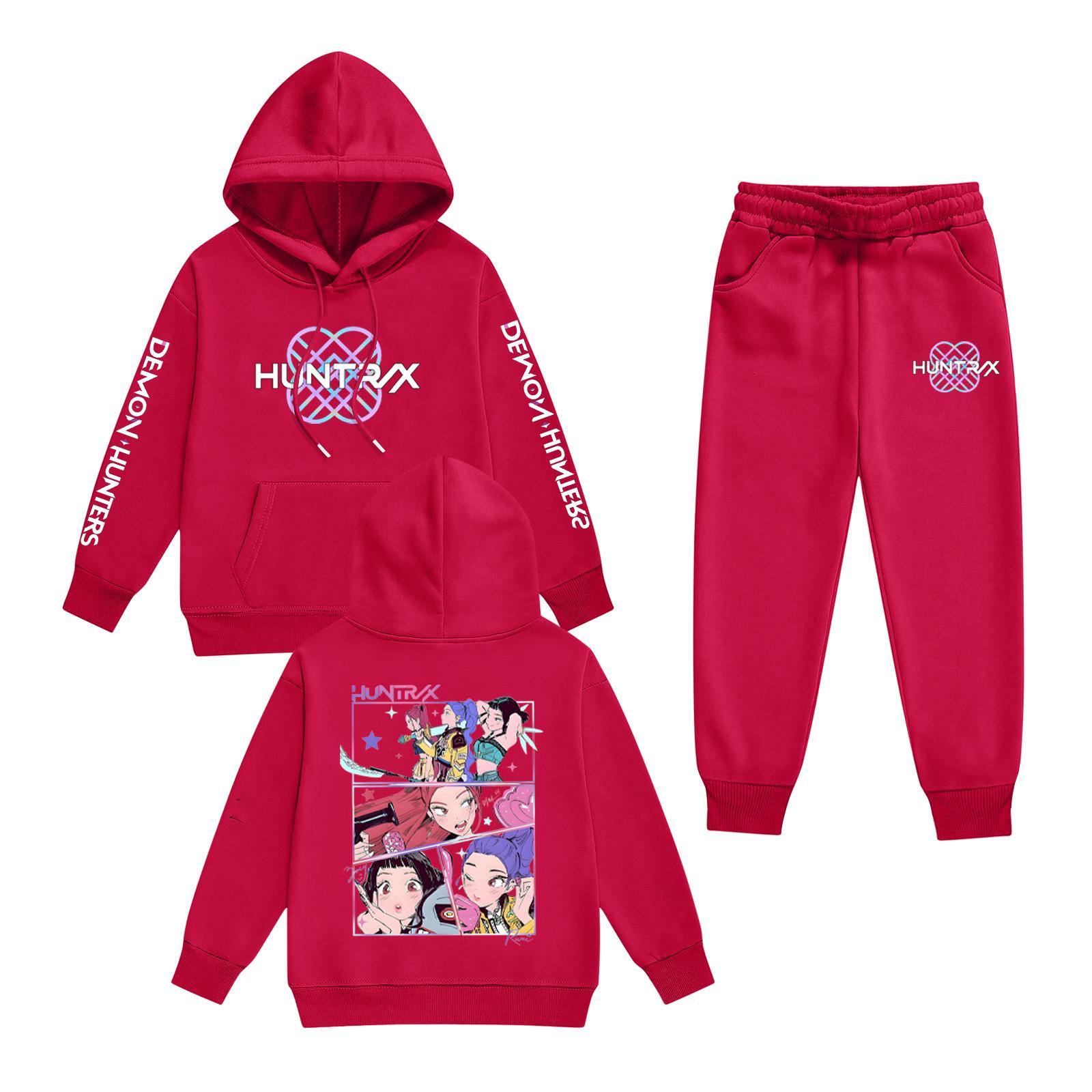 

Kids Long Sleeve Loose Pullover Letter Print Drawstring Hooded Sweatshirt Set 100