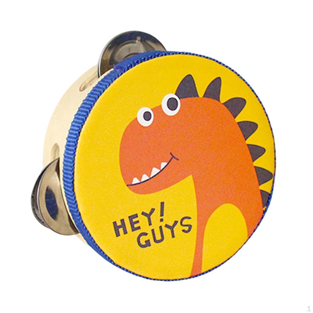 Wood Handheld Tambourines Double Rows Tambourine Drum Bell for Game Toys