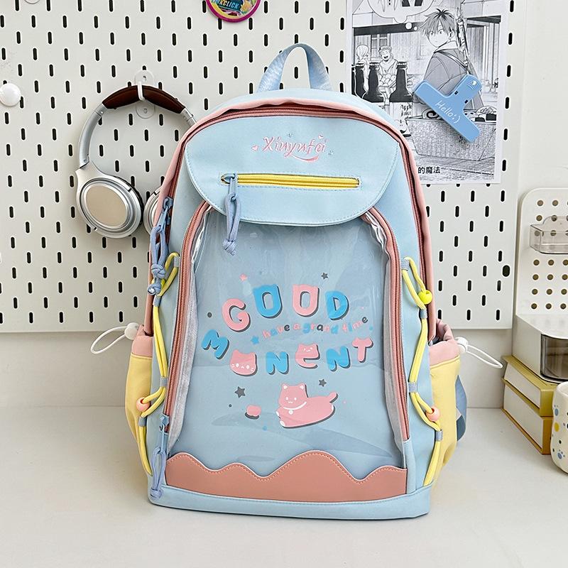 

Милый прозрачный школьный рюкзак для молодых девушек, для мужчин и женщин, с высокой ценностью, большой вместимости, легкий и многофункциональный наплечный рюкзак. .