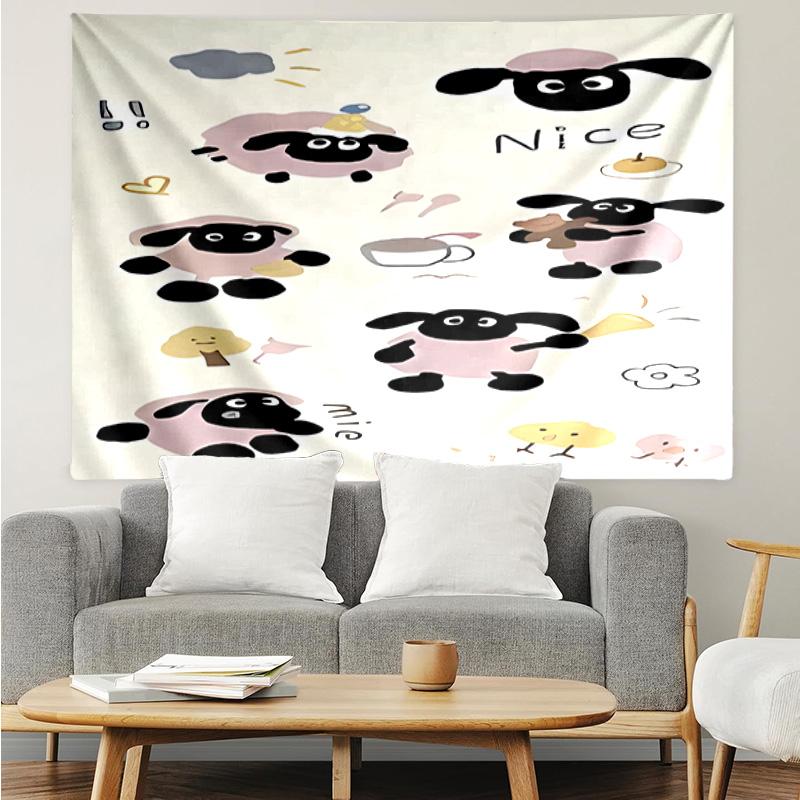 1PC Sheep Friends Adventure Tapestry Accessories Playroom Tapestry, for Bedroom,Livingroom, dormitory Room Wall Decor Fan Birthday Gifts
