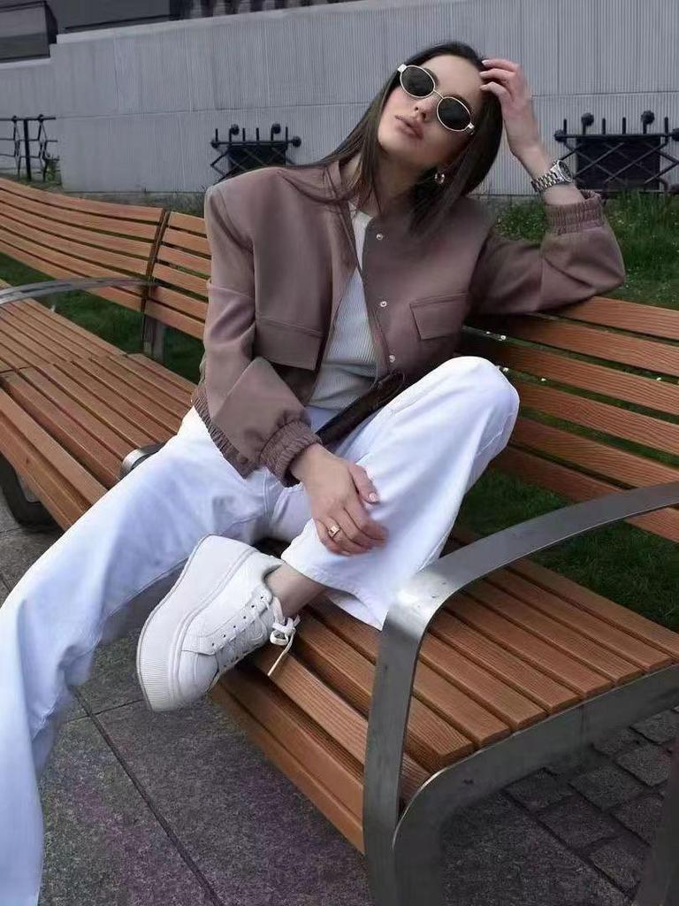 2023 Autumn Women's Fashion Casual Pocket Embellished Single-Breasted Outerwear Jacket