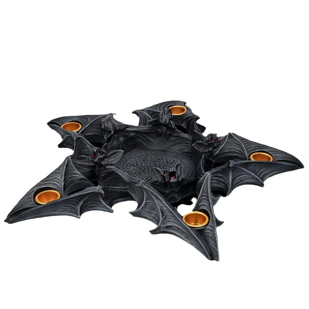 Nowy Halloweenowy Pięcioramienny Gwiazda Nietoperz Świecznik Żywica Rzemiosło Wysokiej Klasy Dekoracja Atmosfery Domowego Biurka