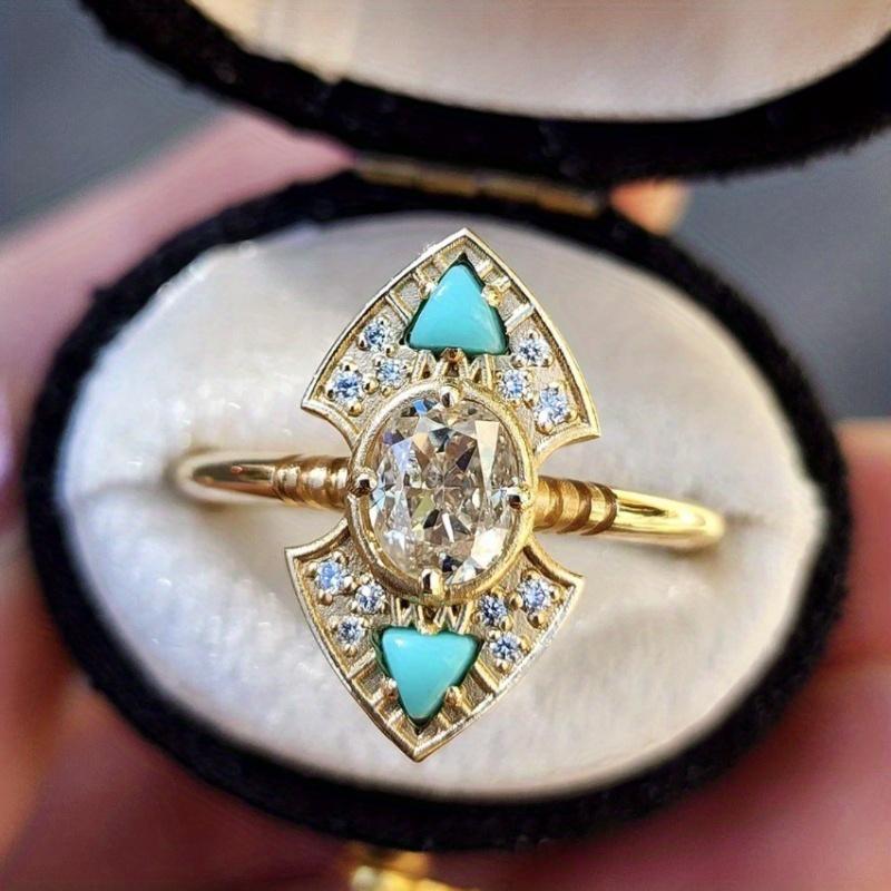 1Pc Fashionable Retro Fashionable Multi-functional Ring Inlaid with Synthetic Zircon