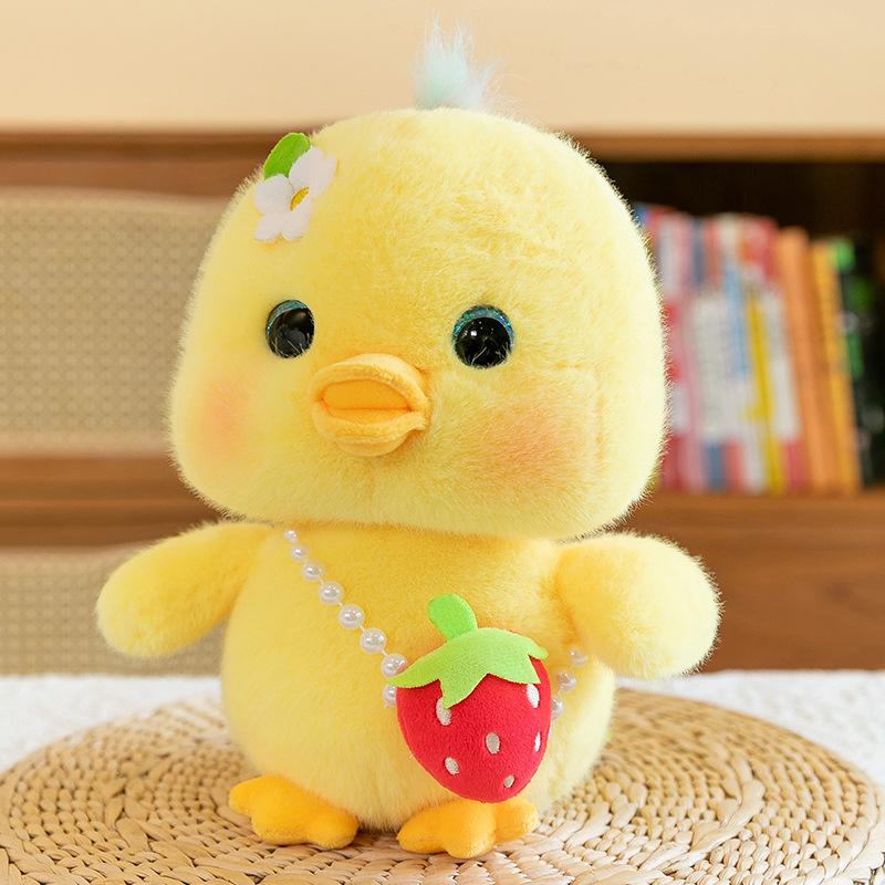 

Strawberry duckling doll plush toy cute doll couple doll girl child birthday gift animal 13cm or so