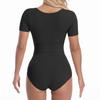 Damen Kurzarm Body Shapewear zur Bauchkontrolle Nahtlose T-Shirts Taillentrainer Schlankmachender Body Shaper Tanktops