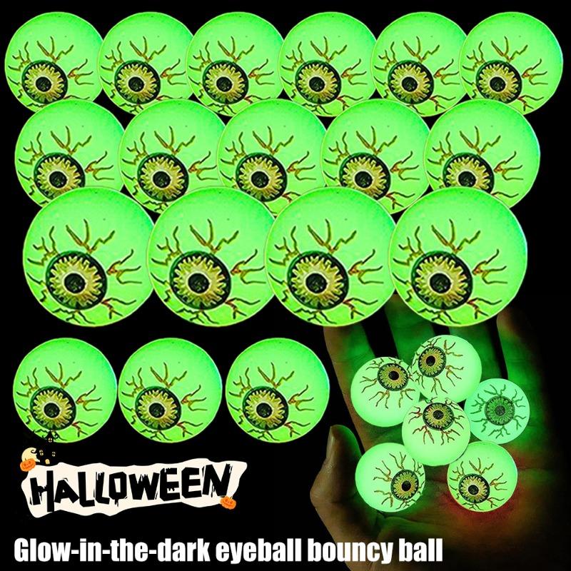 30/5Pcs Funny Bouncy Eyeballs Glow In The Dark Scary Green Eye Balls Halloween Haunted House Thematic Decorations Party Supplies