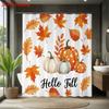 1pc Autumn Harvest Thanksgiving Pumpkin Print Waterproof Shower Curtain Privacy Multi Size with 12 Hooks Easy Install