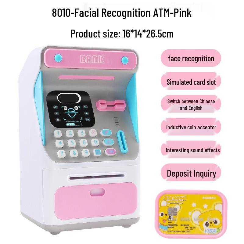 Smart ATM Money Box with Face Recognition and Password, Automatic Coin Loader - Children's Toy Safe