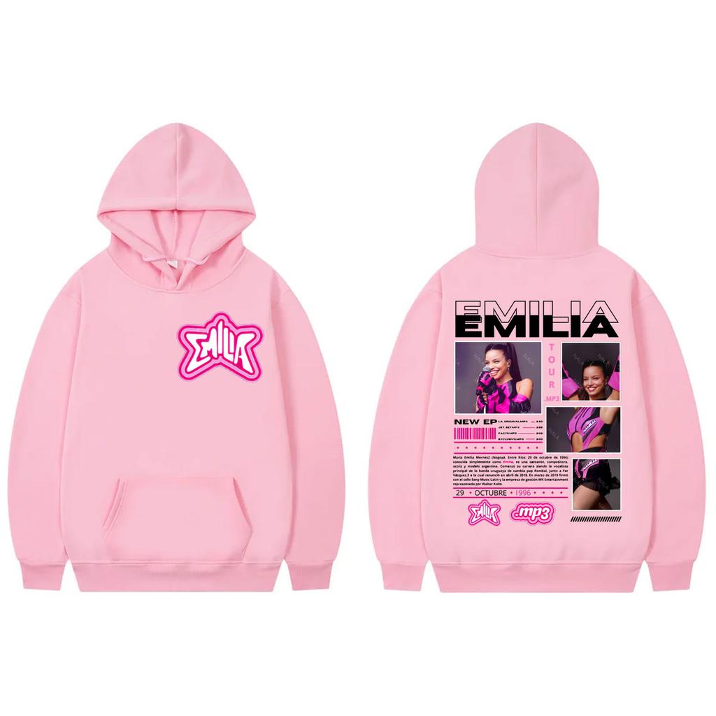 Emilia Mernes MP3 Tour Double Sided Graphic Hoodie Men Women Clothing Fashion Y2k Pullovers Casual Loose Long Sleeve Sweatshirts