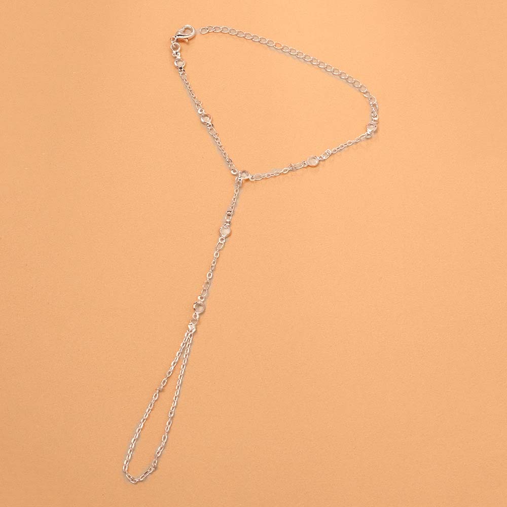 Light Luxury Round Rhinestone Bracelet For Women Simple Fine Bracelet Connet Finger Rings One-Piece Chains Jewelry Accessories