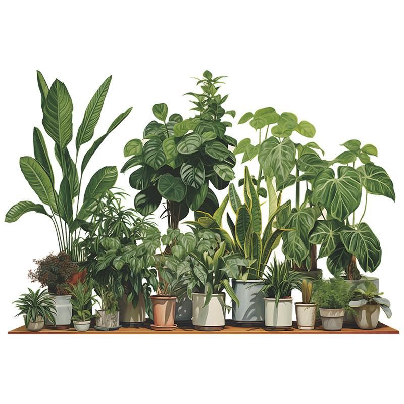 Fun-c1 Tropischer Grüner Pflanztopf Schildkrötenblatt Schlafzimmer Wohnzimmer Wandverschönerung Dekoration Wandaufkleber