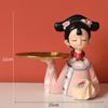 Chinese Girl Figurine Cookie Storage Tray Modern Ornament