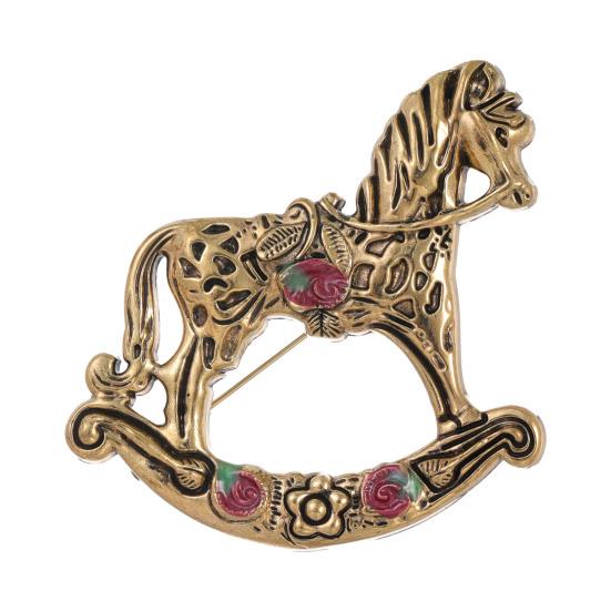 

Ретро брошь-качалка в винтажном стиле, булавка на лацкан в виде лошади из сплава с цветочными узорами для мужчин и женщин, аксессуар для пальто, шарфа, шляпы, наряда Hobbyhorse