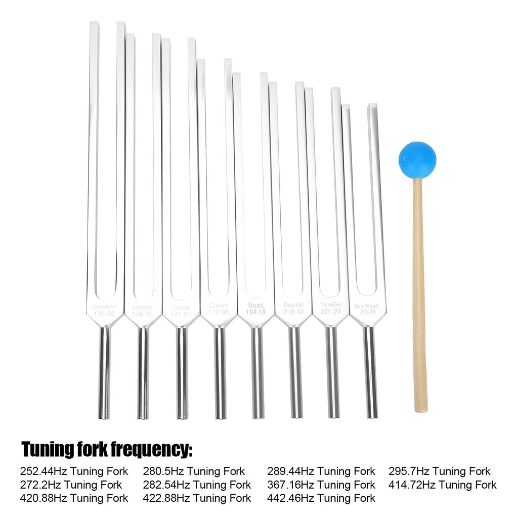11pcs Tuning Fork Hammer Tool Set Aluminum Alloy Sound Healing Therapy Relaxation Set