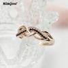 SIMJOO Pop Roségoldfarbener Ring, modischer, umwickelter Zirkon-Damenring