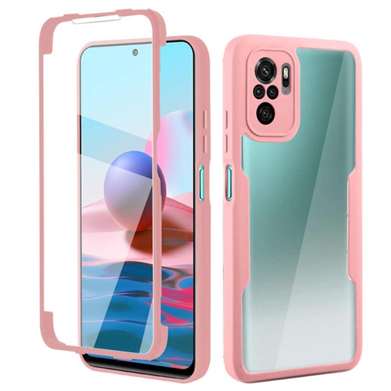 

Прозрачный мягкий чехол на весь корпус на 360 градусов спереди и сзади для Xiaomi Redmi Note 11 10 9 Pro 10A 10C Poco X4 X3 NFC M2 M3 M4 Pro противоударный двойной чехол с полной защитой Redmi 9C розовый