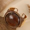 New Design Fashion Geometric Round Resin Big Gems Aluminum Wire Handmade Wrapped Wide Cuff Bracelet For Women Party Accessories