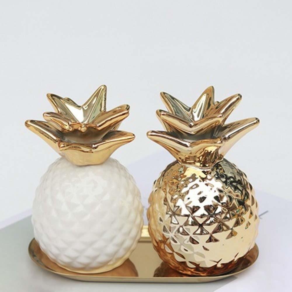 Ceramiczna Ceramiczna Skarbonka Ananas Pojemnik na Złote Fasolki Pozłacany Zbiornik na Pieniądze Oszczędności Dekoracja Biurka Ozdoby Domowe Słoik na Pieniądze