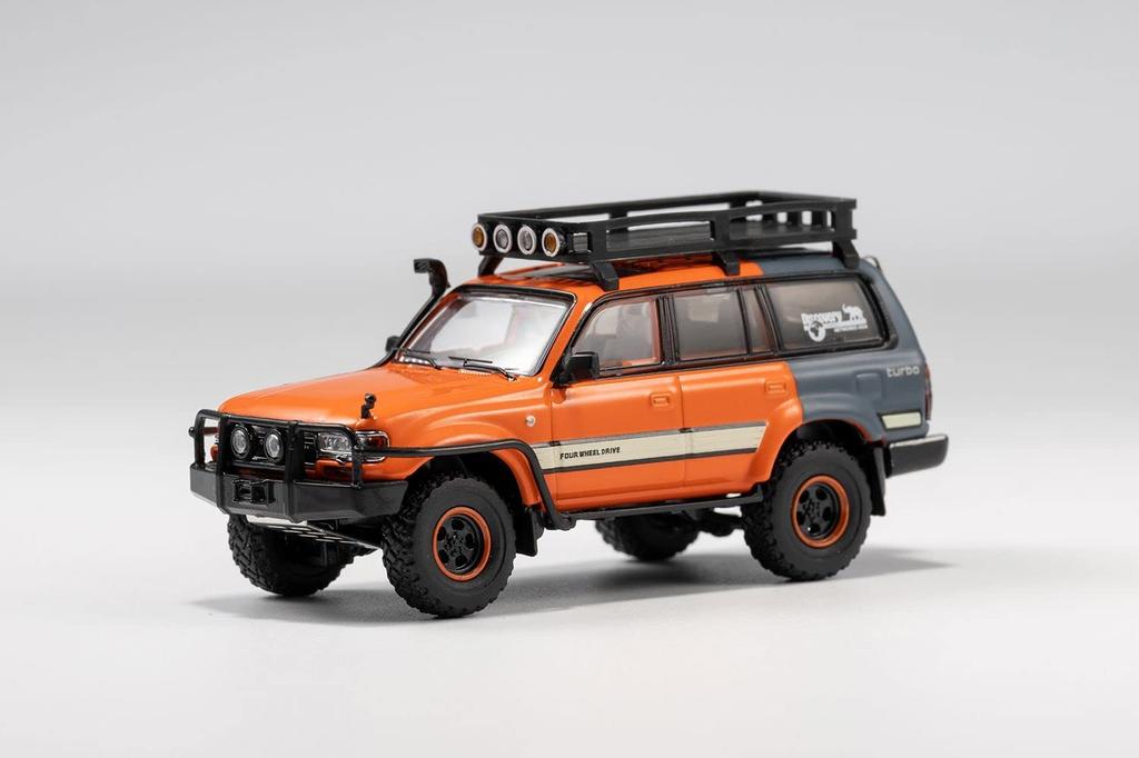 Gaincorp Products Scale Toyota Land Cruiser LC80 Version LHD Finished Model 1/64 Off-Road Orange/Gray KS-014-120