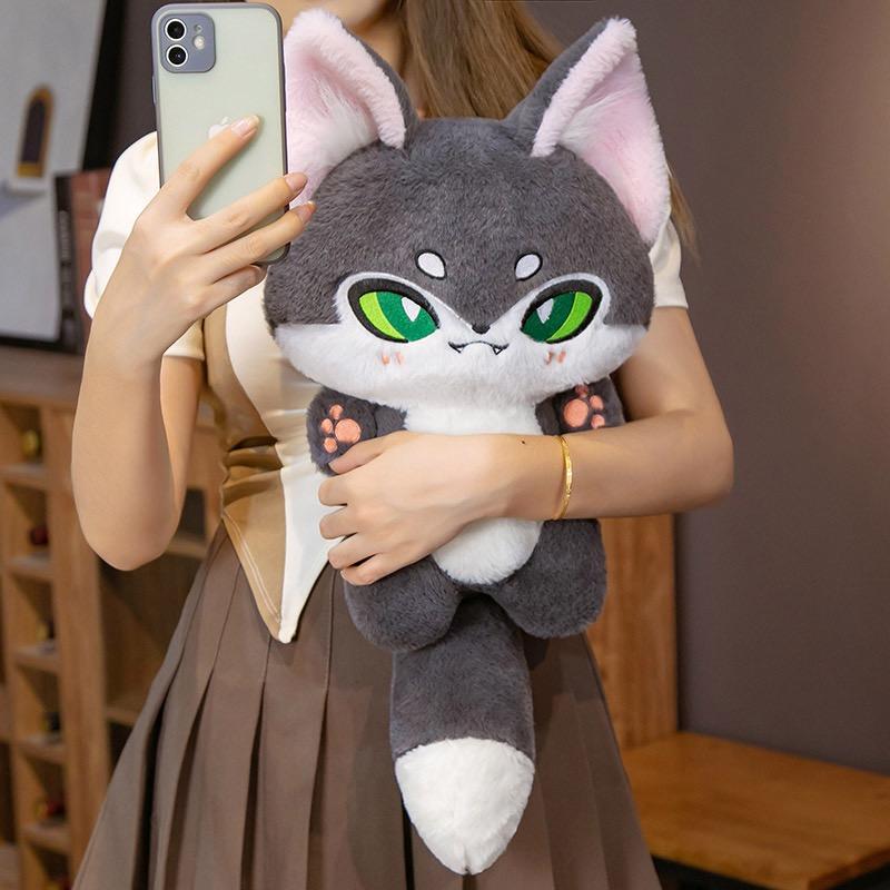 35cm Enthusiasm Wolf Plush Doll Gift Kawaii Emotion Wolf Stuffed Toys Plushies Doll Cute Wolf Toys For Girl Kawaii Room Decor