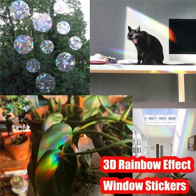 Refraction Mirror Rainbow Effect Prisms Window Stickers Home Bedroom Static Electricity PVC Glass Decals Wall Stickers
