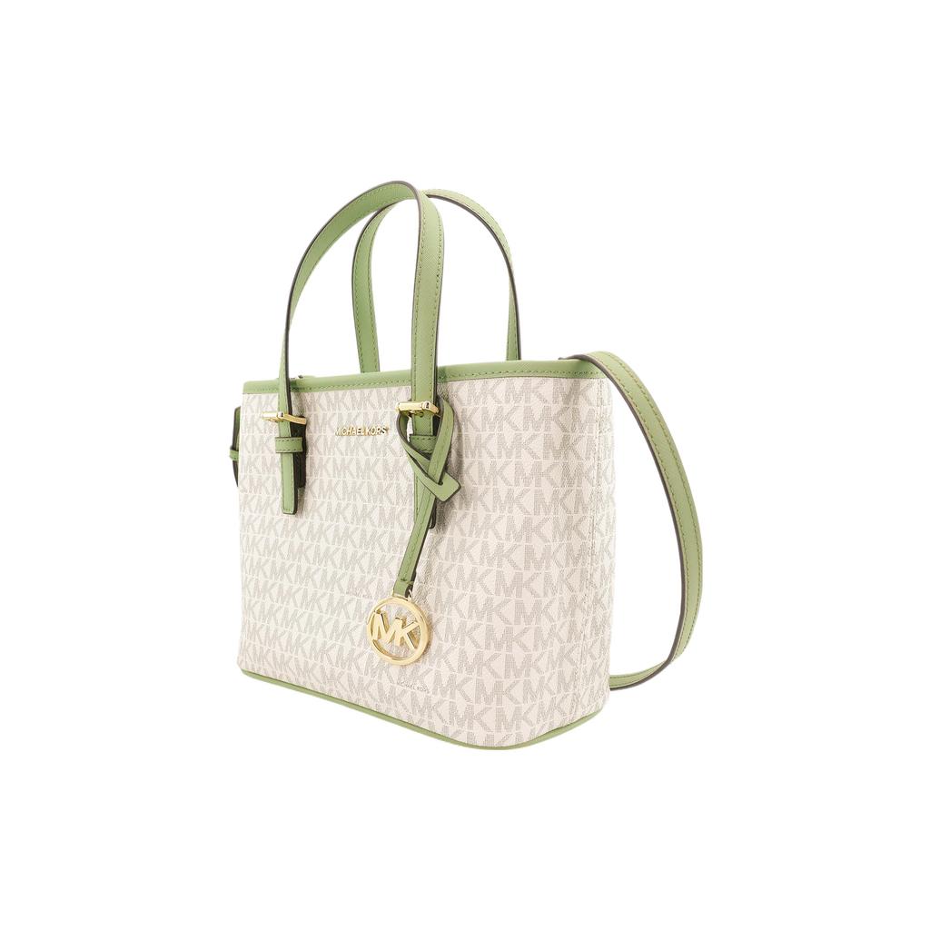 New MICHAEL KORS Jet Set Travel Coated Canvas Tote Bag Shopping Bag Shoulder Bag Handbag Extra Small Women's White & Green 35T9GTVT0B-306