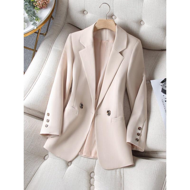 Spring Autumn Korean Suit Coat Black Blazer Slim Notched Double Breasted Blazer Formal Clothes