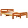 Solid Wood Bed Frame Without Mattress Wax Brown 135 X 190 Cm Pine Wood