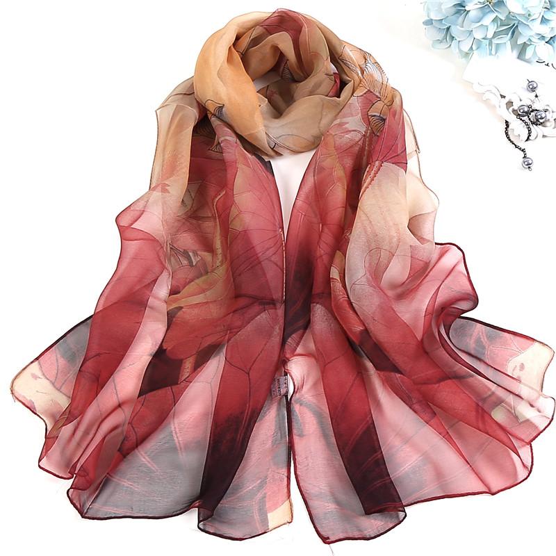 RUNMEIFA  New Fashion Spring/Summer Women Floral Printing Beach Silk Scarf Shawls Female Long Wraps Beach Sunscreen Hijab