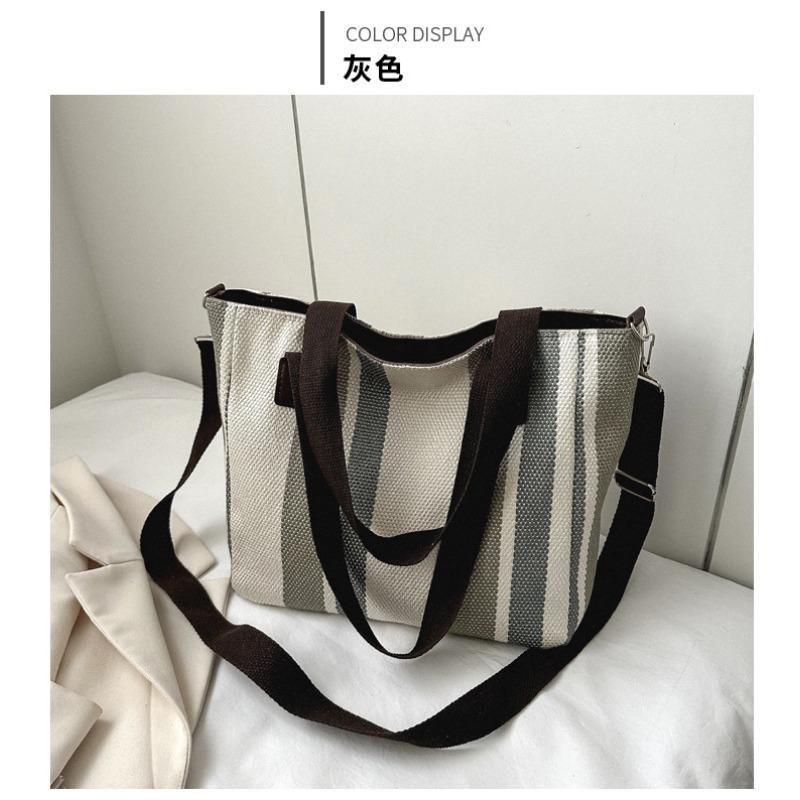 Large capacity women's shoulder bag women's new simple vertical striped casual tote bag fashion handbag