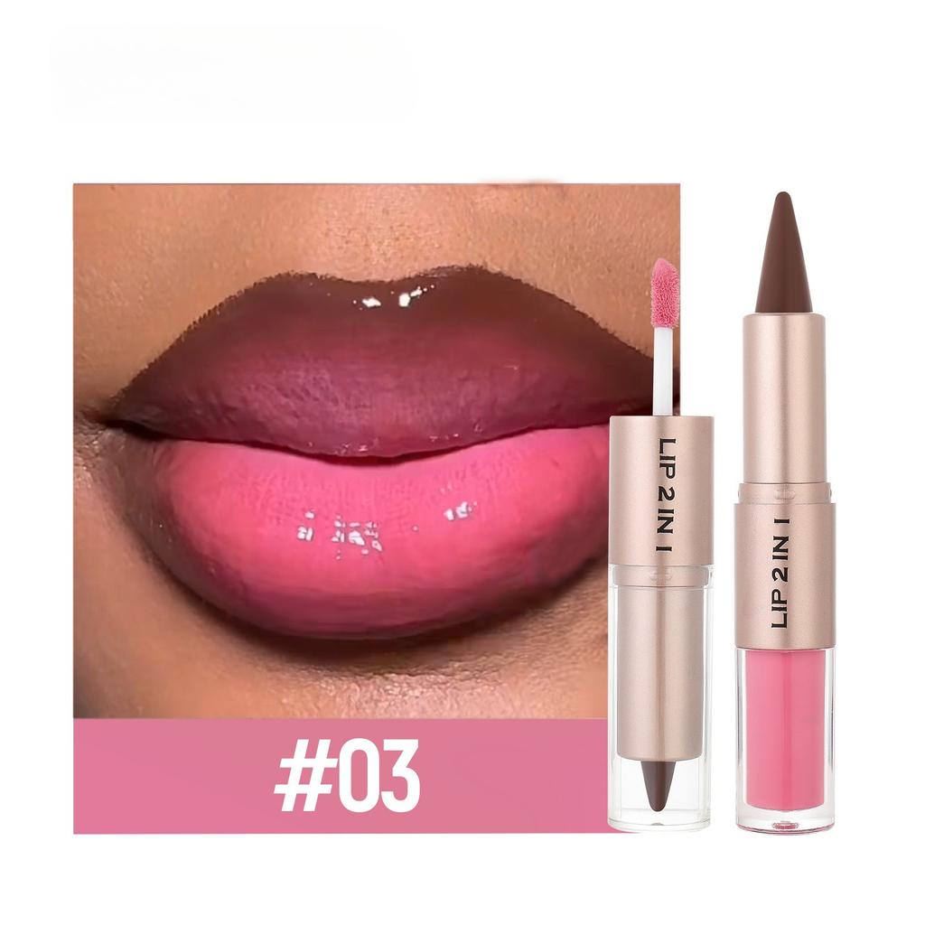 Rossetto Matita Labbra Lucidalabbra Trucco Due in Uno Rossetto Mat Opaco Lucidalabbra Specchio Lucidalabbra