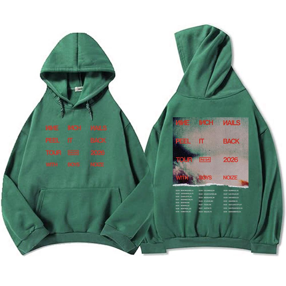 Nine Inch Nails Peel It Back 2026 Tour Hoodies NIN Rock Band Graphic Print Sweatshirts Long Sleeve Winter Hooded Pullovers