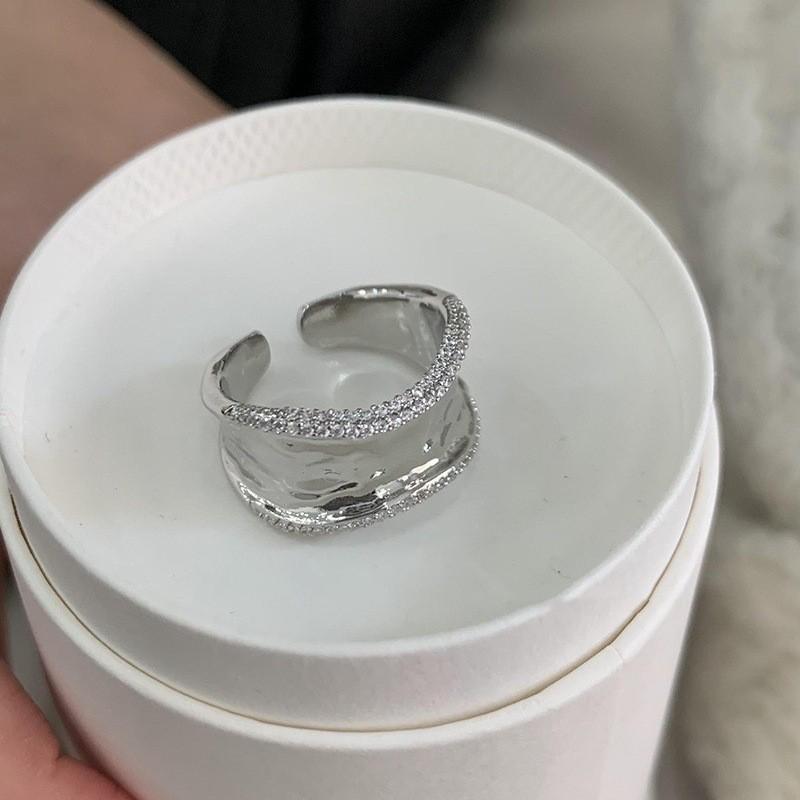 European Irregular Shiny Adjustable Women s Ring: Light Luxury, Versatile, Stackable Index Finger Jewelry Adjustable Open